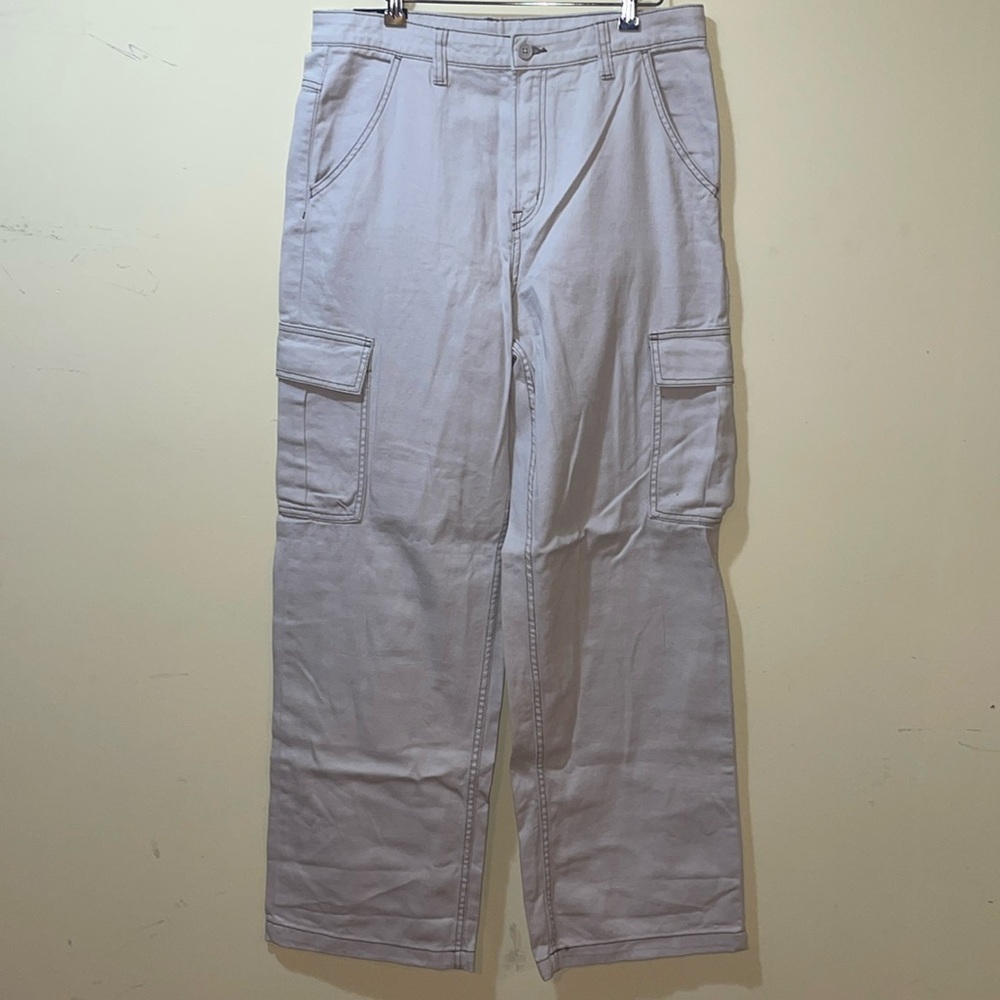 Womens New H&M 90’s Baggy Jeans High Waisted Extra Long Length Cargo Pants